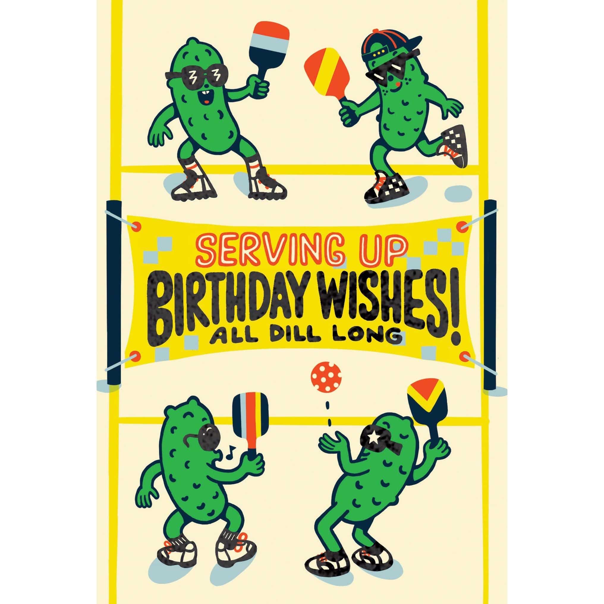 Pictura Pickleball birthday card featuring colorful pickleball graphics on an everyday greeting card.